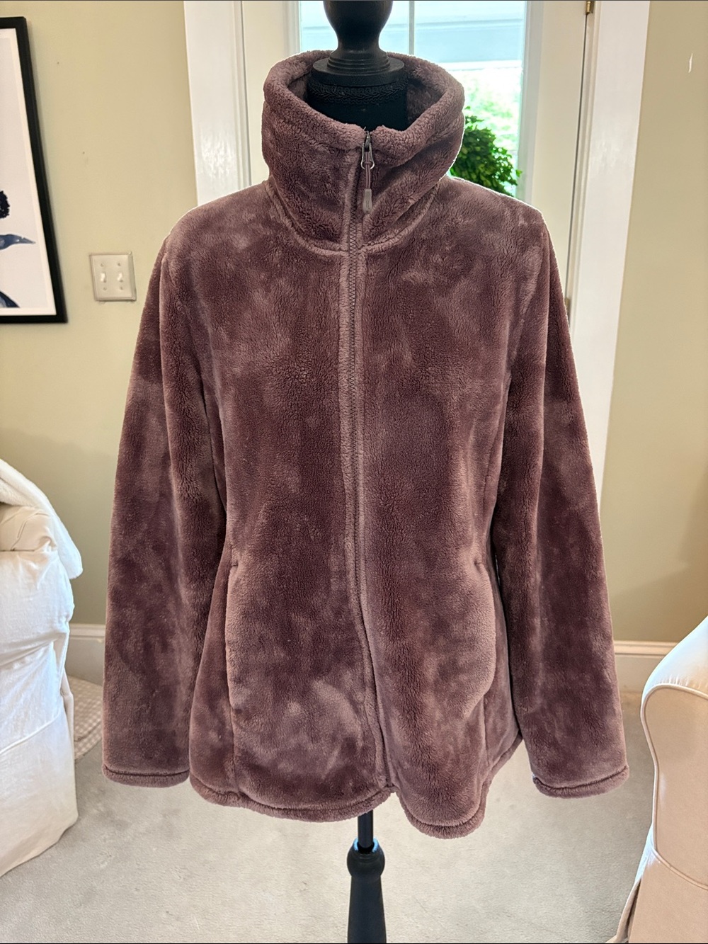 32 Degrees Plush Teddy Jacket in Mauve Brown